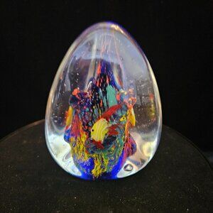 Paperweight Aquarium Sculpture Coral Fish In Glass Colorful Murano Style